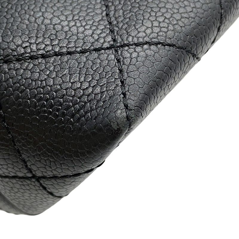Chanel Handbag Quilted CC Logo Top Handle Caviar Leather Bag