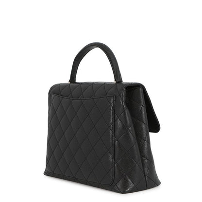 Chanel Handbag Quilted CC Logo Top Handle Caviar Leather Bag