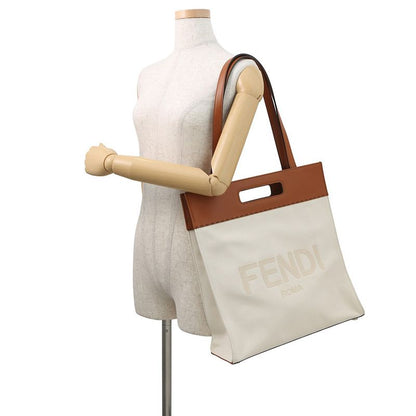 Fendi Tote Shopping Shoulder Bag Brown White