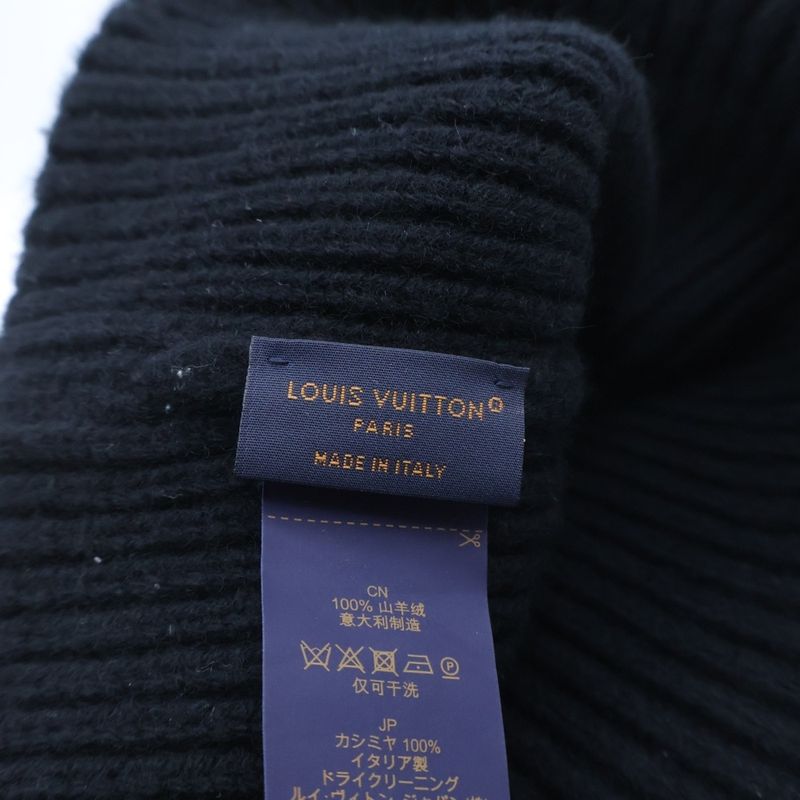Louis Vuitton Cashmere LV Dual Beanie Knit Hat Black