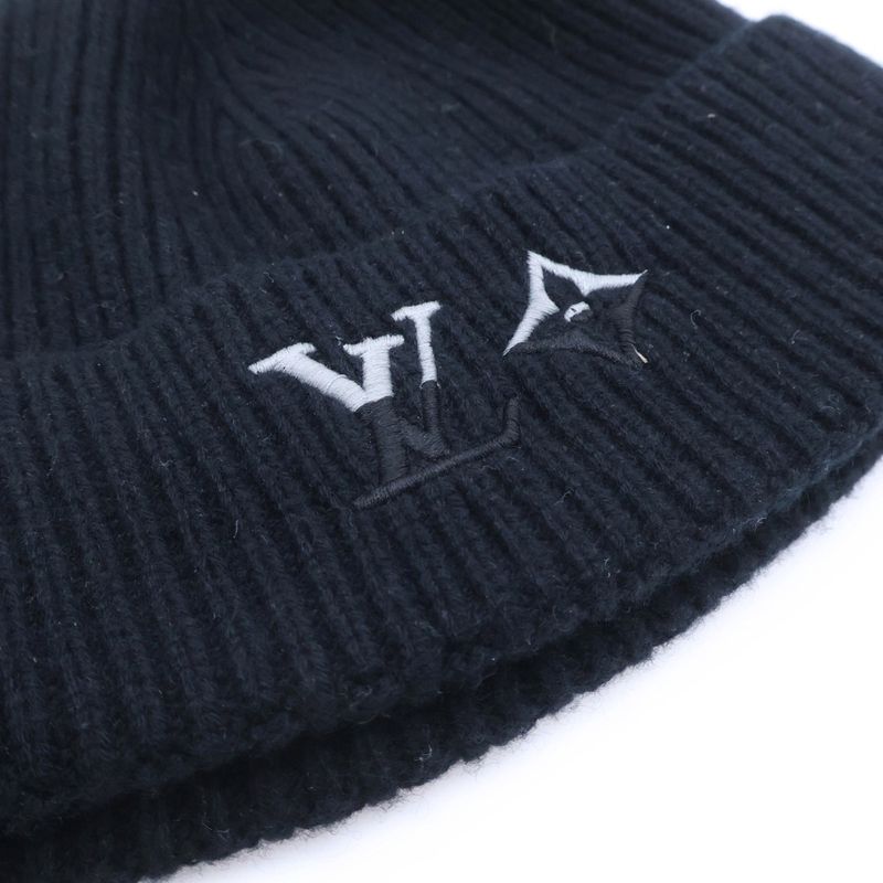 Louis Vuitton Cashmere LV Dual Beanie Knit Hat Black