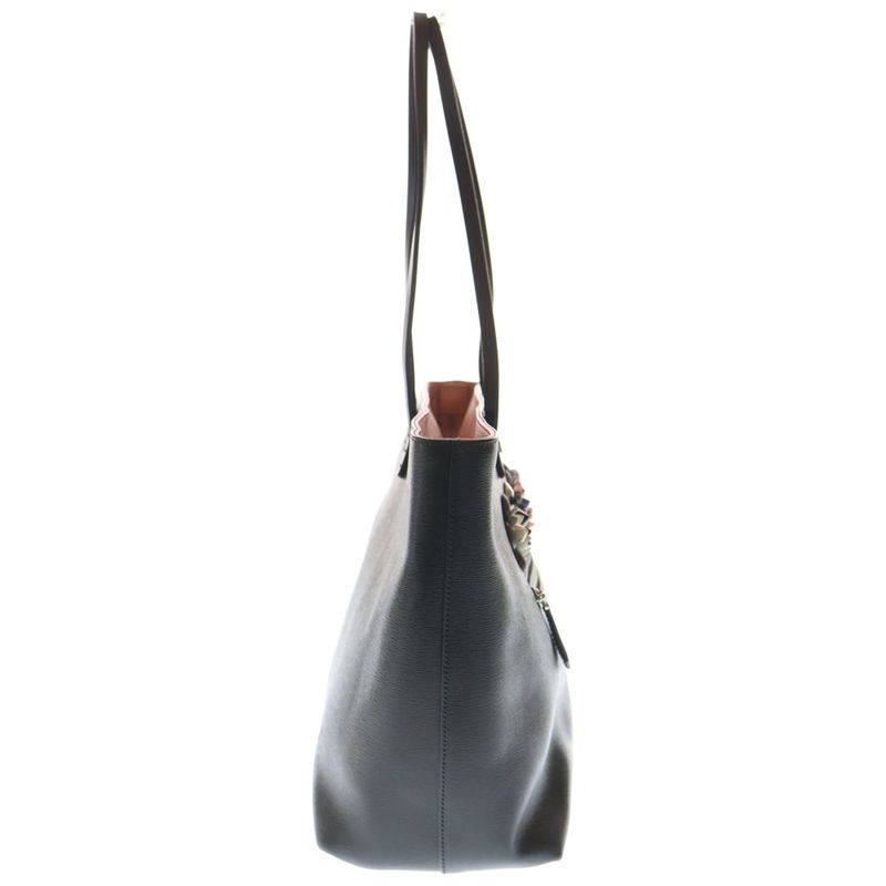 Fendi Flowerland Tote Black Pink Leather Silver