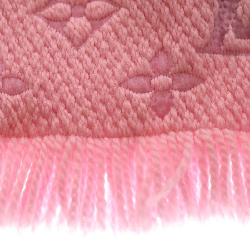Louis Vuitton Monogram Logomania Scarf Fringe Muffler Pink