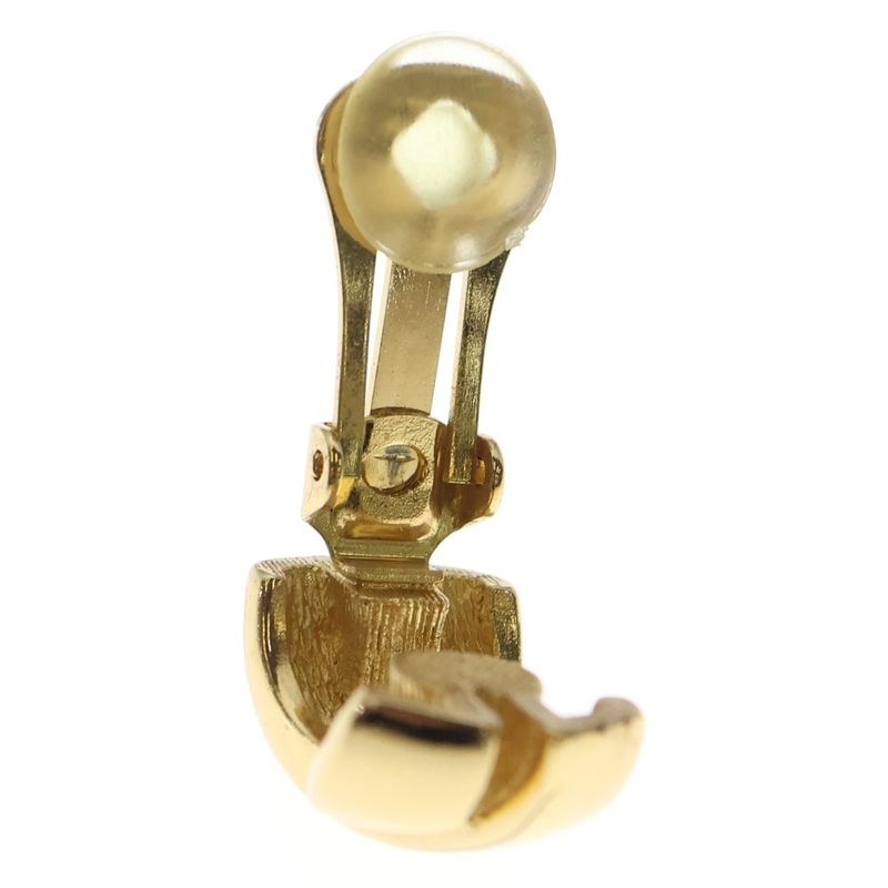 Dior Christian Ribbon Motif Earrings Gold
