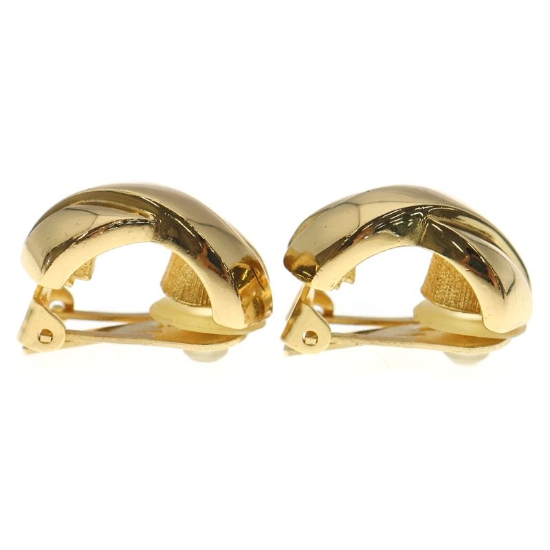 Dior Christian Ribbon Motif Earrings Gold
