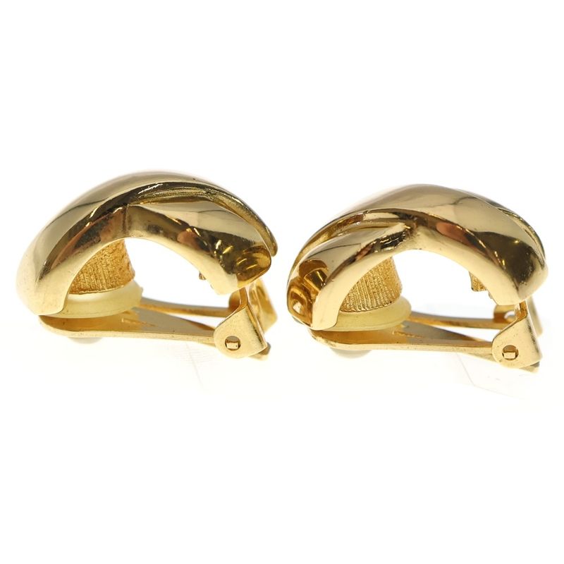 Dior Christian Ribbon Motif Earrings Gold