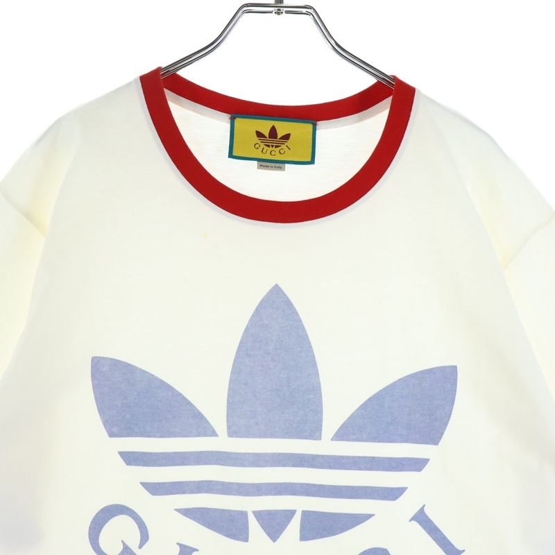 Gucci Adidas Trefoil Logo Trim T-Shirt White