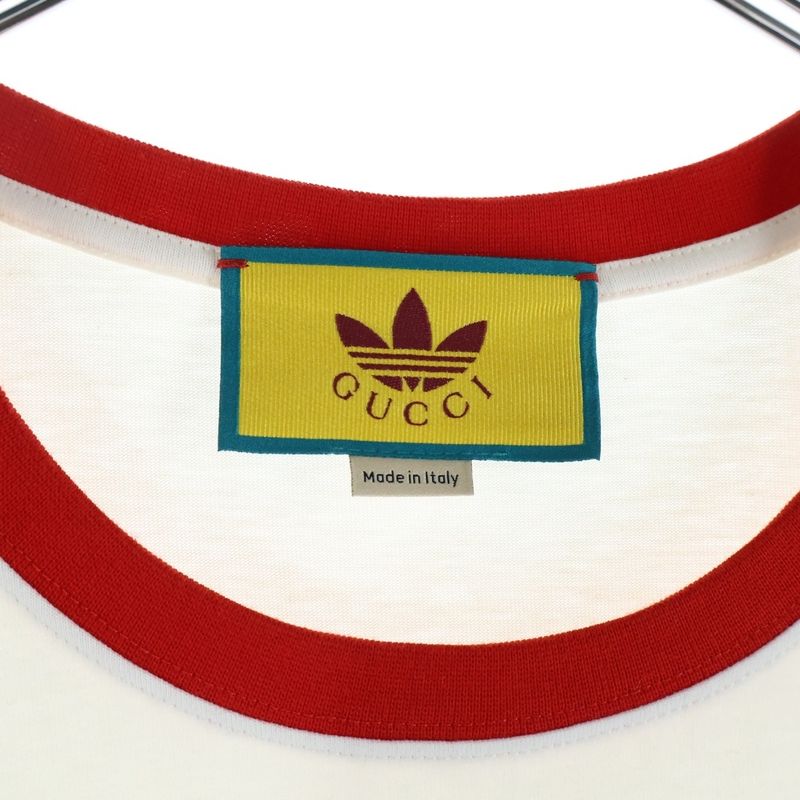 Gucci Adidas Trefoil Logo Trim T-Shirt White