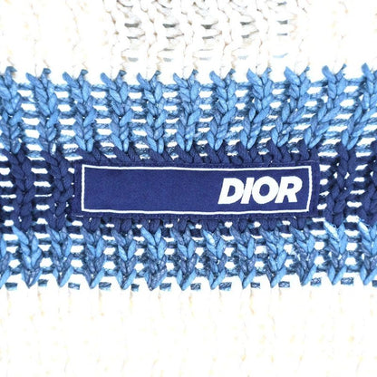 Dior Paray Forge O-chien's Multi Border Knit Poncho Beige Blue