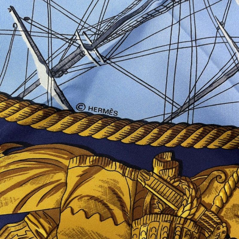 Hermes Scarf Silk Carre 90 Marine ET Cavalerie Sea and Cavalry Navy
