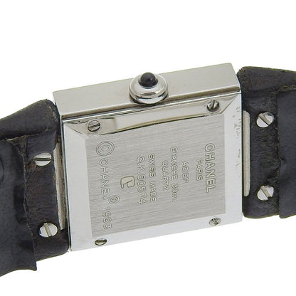 Chanel Quilted Stainless Steel Leather Black Quartz Analog Display