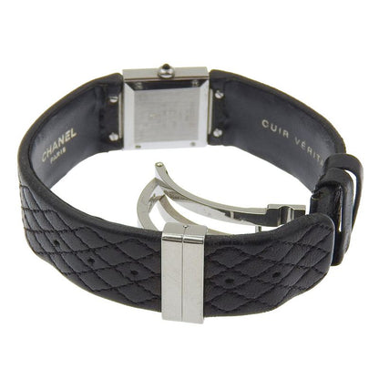 Chanel Quilted Stainless Steel Leather Black Quartz Analog Display