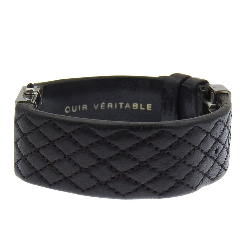 Chanel Quilted Stainless Steel Leather Black Quartz Analog Display