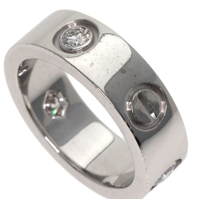 Cartier Love Ring Half Diamond 46 Ring 18K White Gold