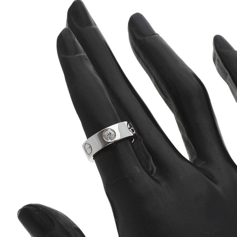 Cartier Love Ring Half Diamond 46 Ring 18K White Gold