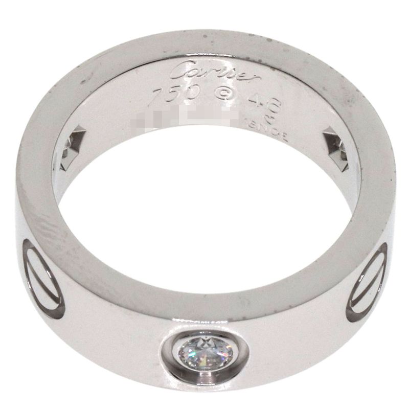 Cartier Love Ring Half Diamond 46 Ring 18K White Gold