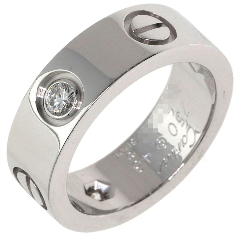 Cartier Love Ring Half Diamond 46 Ring 18K White Gold