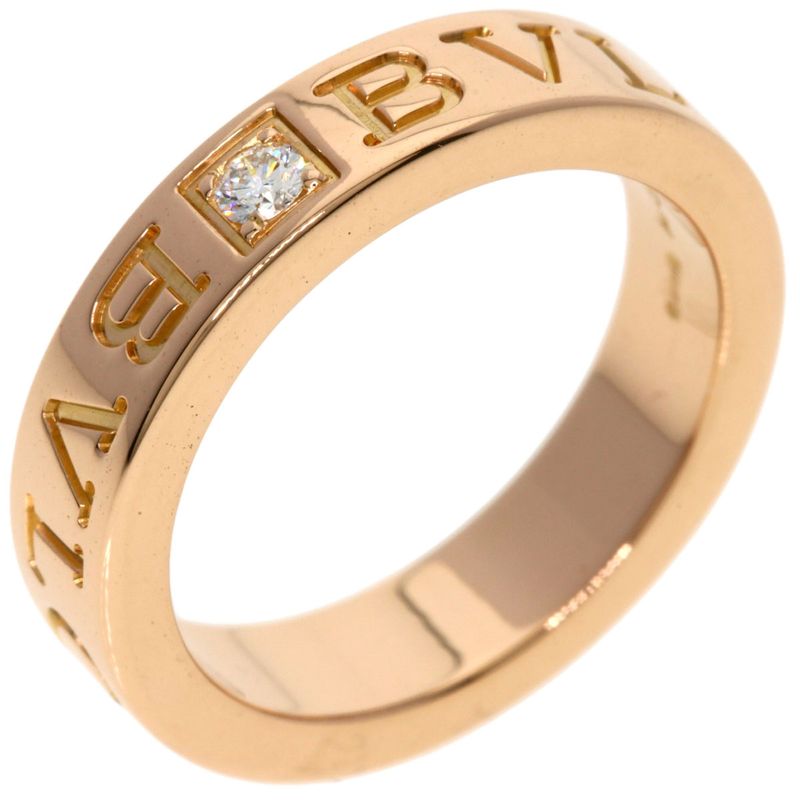 Bvlgari Double Logo Diamond Ring 18K Pink Gold