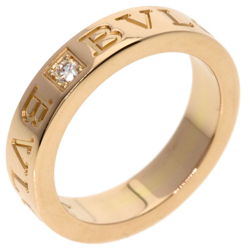 Bvlgari Double Logo Diamond Ring 18K Pink Gold