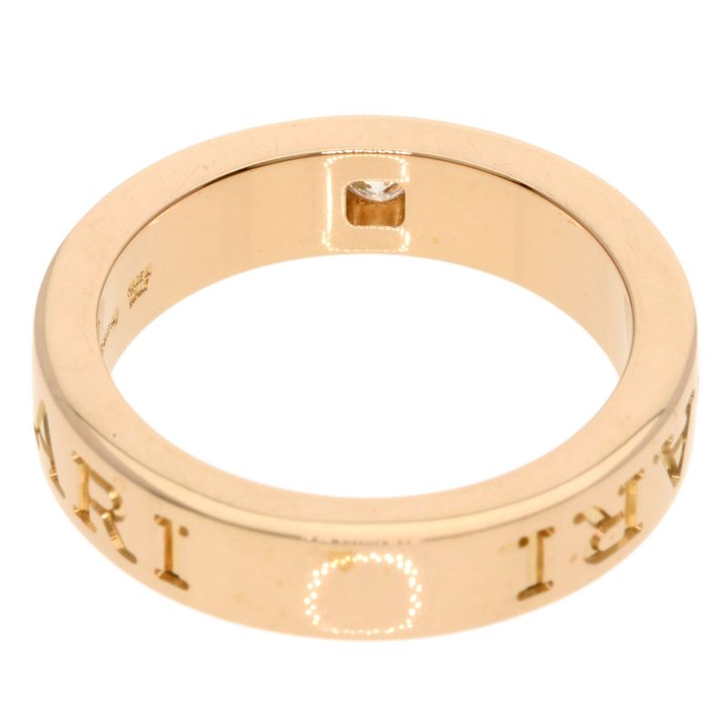 Bvlgari Double Logo Diamond Ring 18K Pink Gold