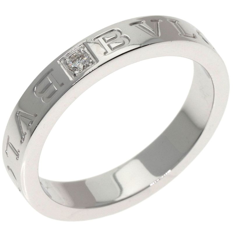 Bvlgari Double Logo Diamond Ring 18K White Gold