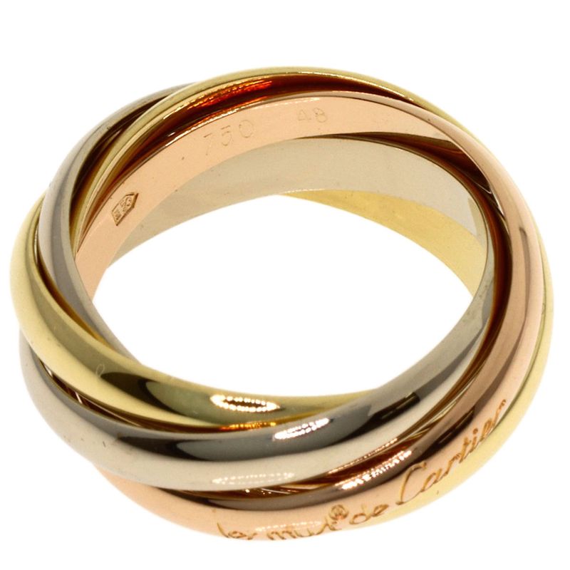 Cartier Trinity Rows 48 Ring 18K Yellow Gold 18K White Pink