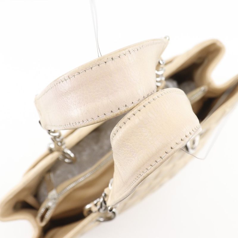Chanel Grand Shopping Tote GST Quilted Chain Tote Caviar Leather Beige