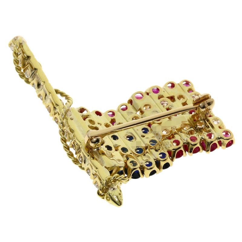 Van Cleef & Arpels Stars and Stripes Ruby Saffiano Diamond Brooch 18K Yellow