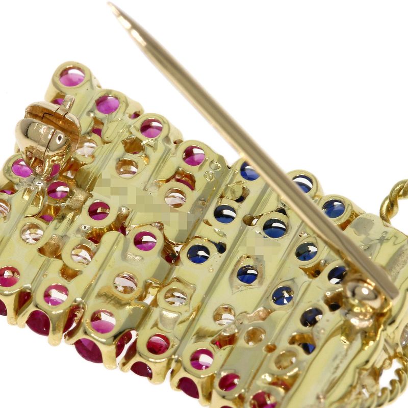 Van Cleef & Arpels Stars and Stripes Ruby Saffiano Diamond Brooch 18K Yellow