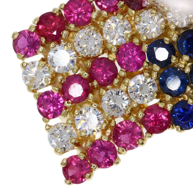 Van Cleef & Arpels Stars and Stripes Ruby Saffiano Diamond Brooch 18K Yellow