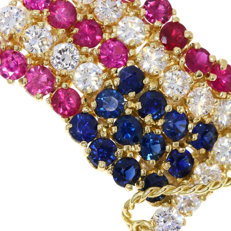 Van Cleef & Arpels Stars and Stripes Ruby Saffiano Diamond Brooch 18K Yellow