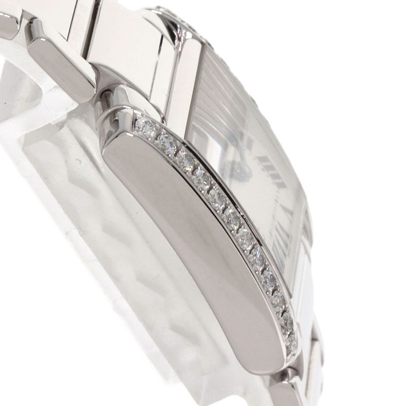 Cartier Tank Francaise SM Bezel Diamond Watch 18K White Gold
