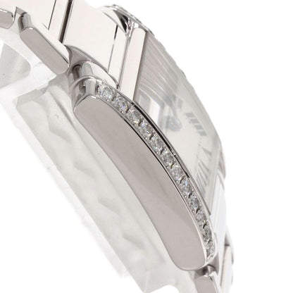 Cartier Tank Francaise SM Bezel Diamond Watch 18K White Gold