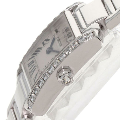 Cartier Tank Francaise SM Bezel Diamond Watch 18K White Gold
