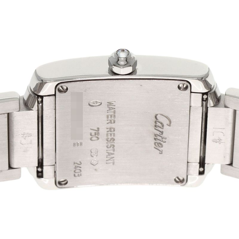 Cartier Tank Francaise SM Bezel Diamond Watch 18K White Gold
