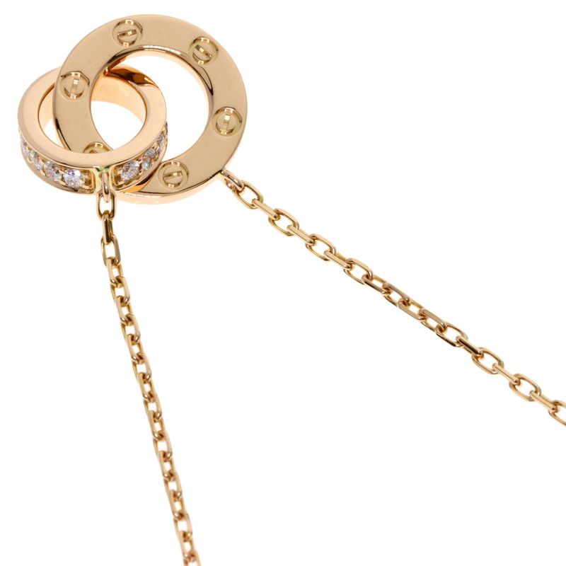 Cartier Love Circle Full Diamond Necklace 18K Pink Gold