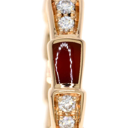 Bvlgari Serpenti Viper Carnelian Diamond 55 Ring 18K Pink Gold
