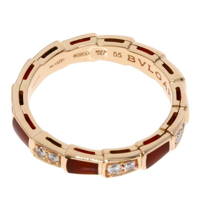 Bvlgari Serpenti Viper Carnelian Diamond 55 Ring 18K Pink Gold