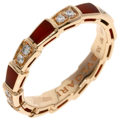Bvlgari Serpenti Viper Carnelian Diamond 55 Ring 18K Pink Gold