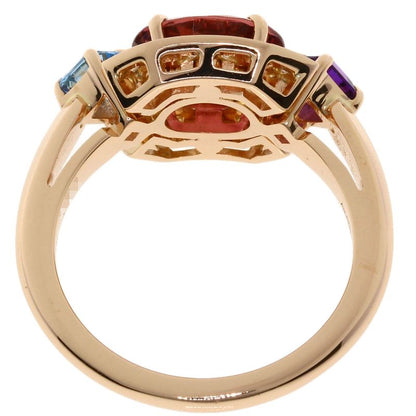 Bvlgari Allegra Pink Tourmaline Amethyst Aquamarine Diamond Ring 18K