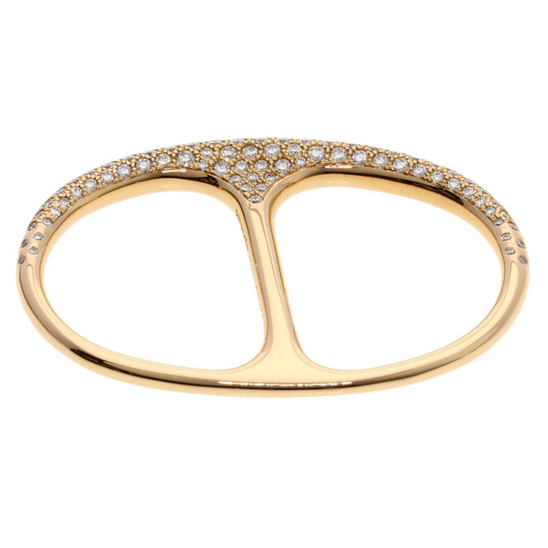 Hermes Chaine D'ancre Punk Double Ring Diamond 54 Ring 18K Pink Gold