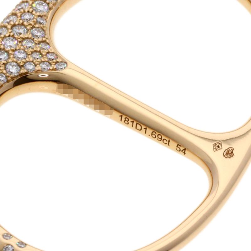 Hermes Chaine D'ancre Punk Double Ring Diamond 54 Ring 18K Pink Gold