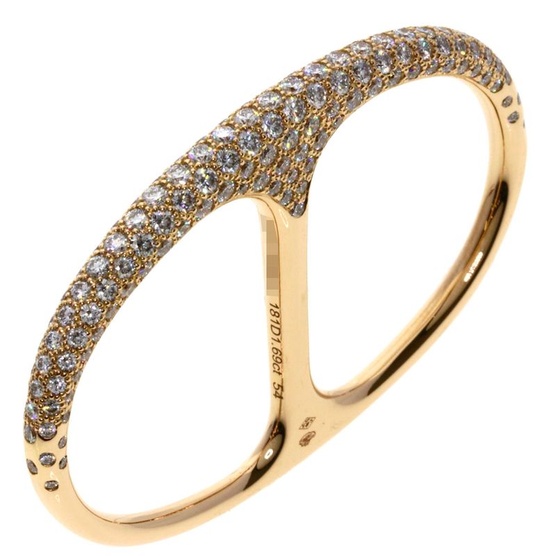 Hermes Chaine D'ancre Punk Double Ring Diamond 54 Ring 18K Pink Gold