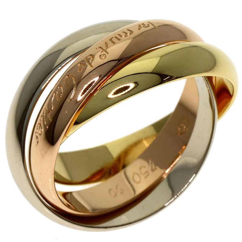Cartier Trinity 50 Ring 18K Yellow Gold 18K White Pink