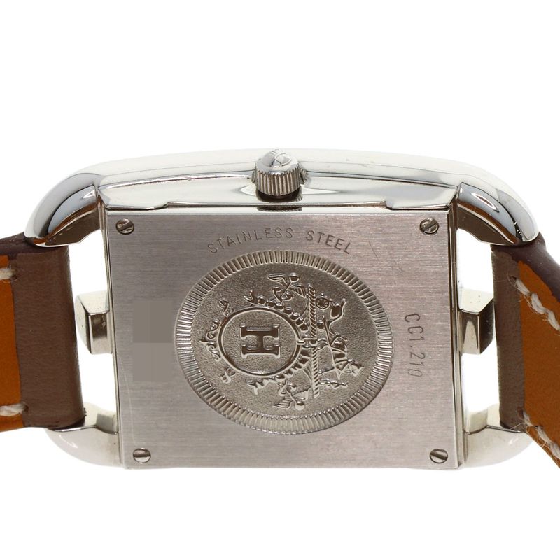 Hermes Capecod PM Double Tour Etoupe Watch SS Leather