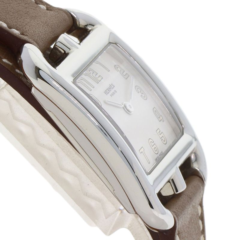 Hermes Capecod PM Double Tour Etoupe Watch SS Leather