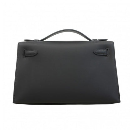 Hermes Handbag Pochette Kelly Swift Black Silver