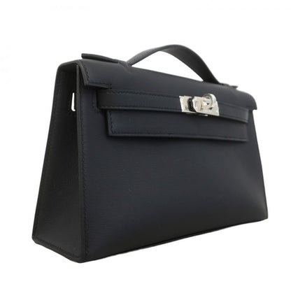 Hermes Handbag Pochette Kelly Swift Black Silver