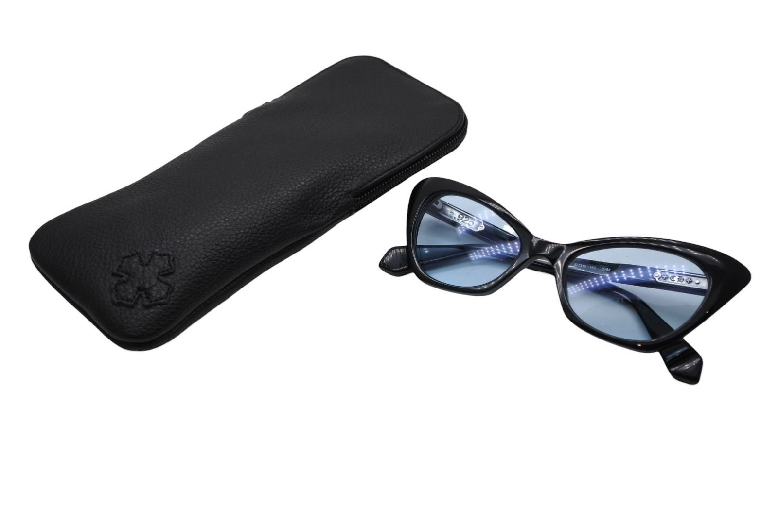 Chrome Hearts PM Sunglasses Eyewear 52 Acetate 925 Sterling Silver Black Blue