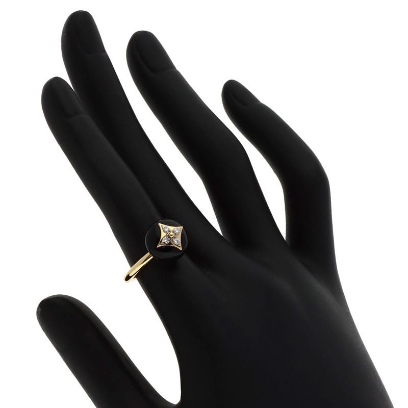 Louis Vuitton Blossom Onyx Diamond 49 Ring 18K Yellow Gold